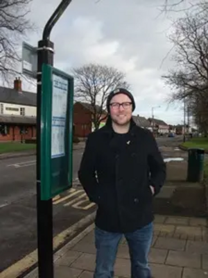 Tim Douglas at Hillmorton Bus Stop