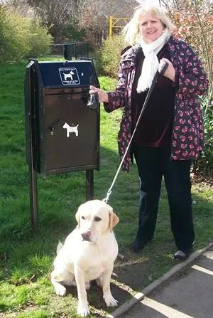 Cllr Noreen New with Dog Bin